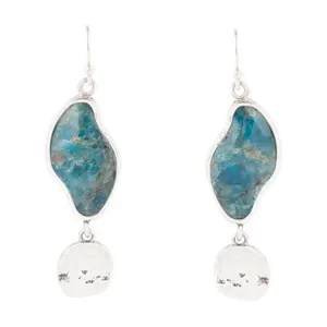 Barse Artisan Crafted Sterling Luna Blue Apatite Drop Earrings
