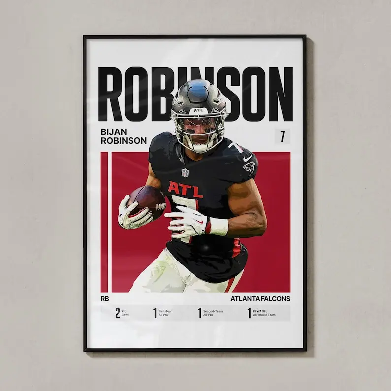 Bijan Robinson #7 Poster, Gift For Football Fans