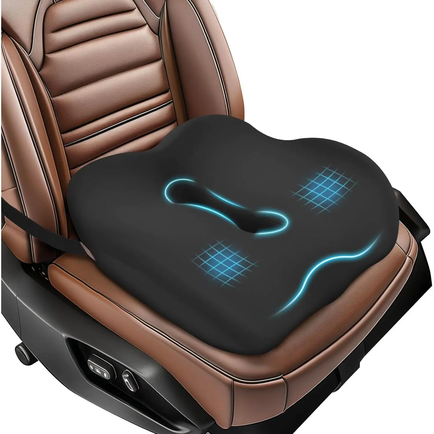 Automotive Car-Compatibility Seat Cushion for Truck & Car Drivers - Anti-Slip Base, Bedsore Prevention, Long-Drive Pain Relief, Therapeutic Support for Sciatica, Hemorrhoids, Tailbone, Prostate, Enhanced View, Seat Cushions