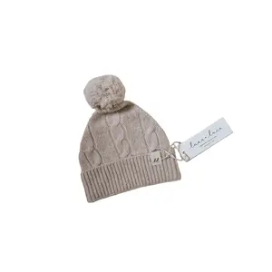 Luna + Luca Cable Knit Pom Beanie - Sand