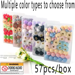 Mixed Color Plush Ball Beads Set, Bead Assortment, 57pcs/box Round Beads, DIY Jewelry Making Supplies for Necklace Earrings Bracelet Making, Handmade Crafts, Jewelry Making Tools, Diy Jewelry Decoration