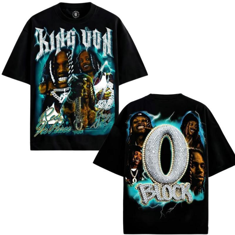 King Von Block Shirt Unisex Graphic Tee 100% Cotton Soft Breathable Non Shrinking Solid Colors Heather Blend, Gifts for fans
