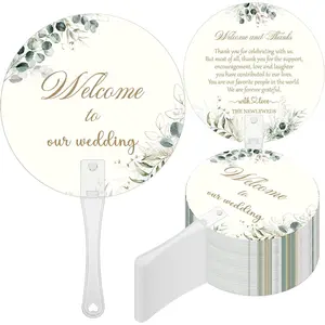 100 Pcs Wedding Fans for Guests Bulk Welcome to our Wedding Plastic Handheld Fans for Party Decor Welcome Bag Stuffers