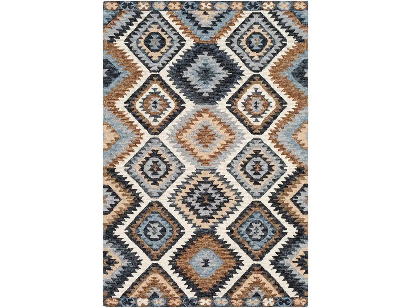 Livabliss DNA1010-1616 Hand Hooked Indoor Low Pile Wool Fiber 18 in. Dena Teal Area Rug