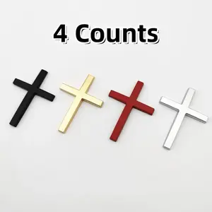 4PCS Christian Cross-Sticker SUV Car Body Christian Symbols Car Badge 3D Metal Design Emblem Badge For Personalized Vehicle Exterior