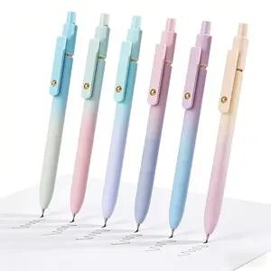 Quick-Dry Gel Pen, Gradient Beads Design, 0.5mm Fine Tip, Retractable Round Ballpoint Pen, School Office Home Use