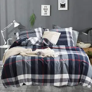 Navy Comforter Set Full Dark Blue Bedding Comforter Set Gingham Blanket Checkered Blue Soft Breathable Grid Bedding Set for Men Full Bed