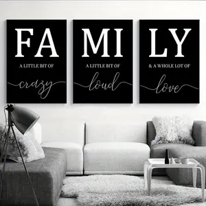 Family Quote Pattern Canvas Painting, 3 Counts/set Modern Wall Art Poster, Wall Art Decor for Home Living Room Bedroom, Ornaments