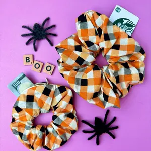 Halloween Plaid Pocket Scrunchie