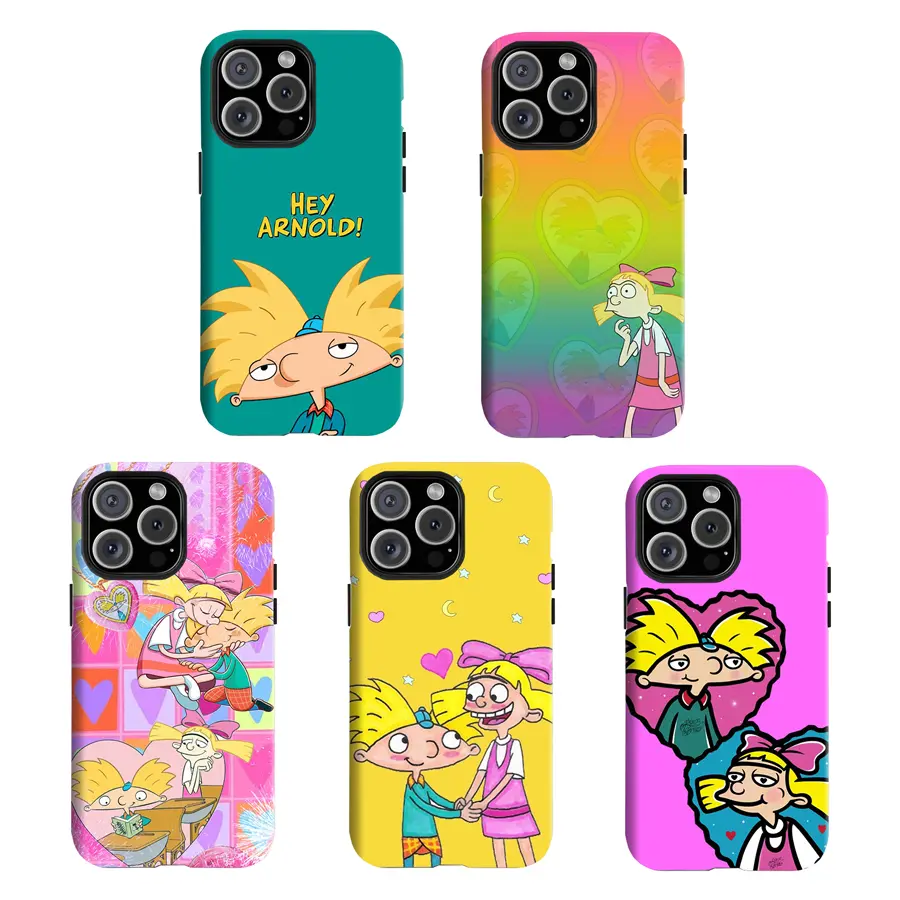 Y-Hey Arnold! Custom Smartphone Handheld Shell - Arnold & Helga Retro 90s Cartoon Aesthetic Protective Cover for iPhone 11-17 Pro Max, Samsung S22-S25 Ultra, Cellphone Case with Strong Protection