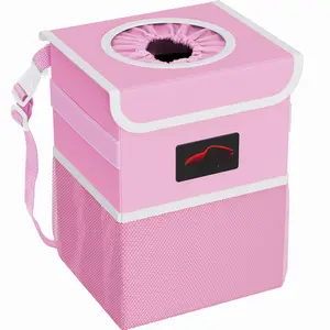 Trash Can with Lid and Storage Pockets, 2.5 Gallon Leakproof,