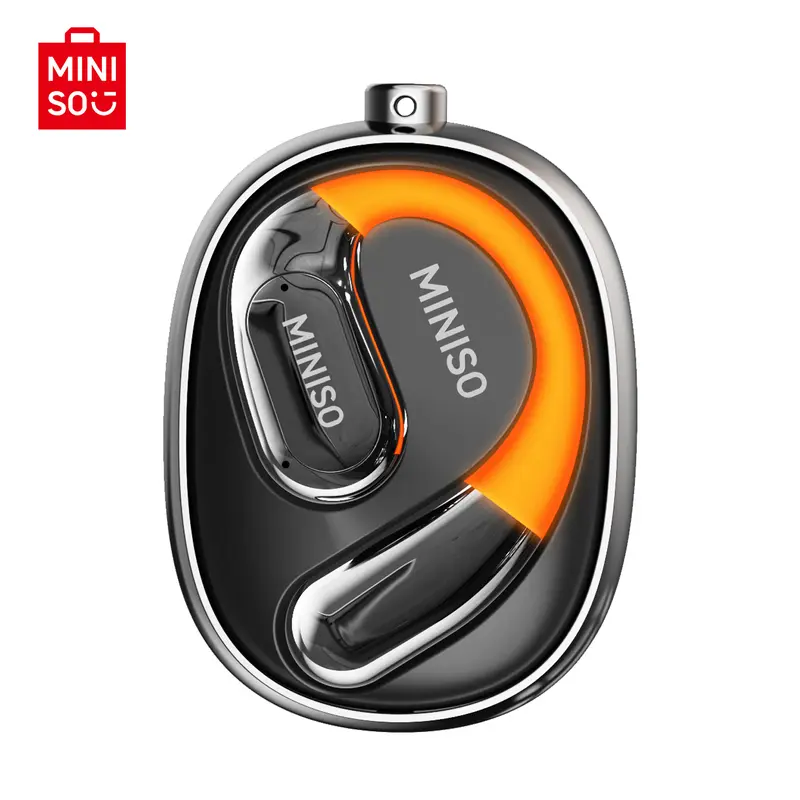 MINISO MS183 Fashionable Open-Ear Luminous Bluetooth Headphones - Airy Open Design Plastic OWS Earbuds with 360° Rotatable HIFI Audio, IPX5 Water Resistance, Light-Up Hook, Microphone, Remote Control, Mobile Compatibility, Open Ear Headphone