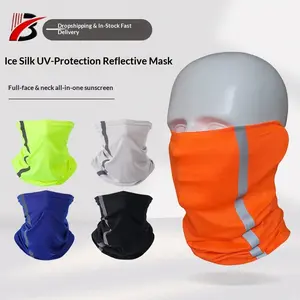 Outdoor New Summer Ice Silk Reflective Face Mask Sweat Absorbent Headband Towel Motorcycle Cycling Sport Quick Dry High Elasticity