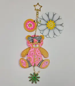 Handpainted GEAR BEAR Daisy Girls Backpack Charm