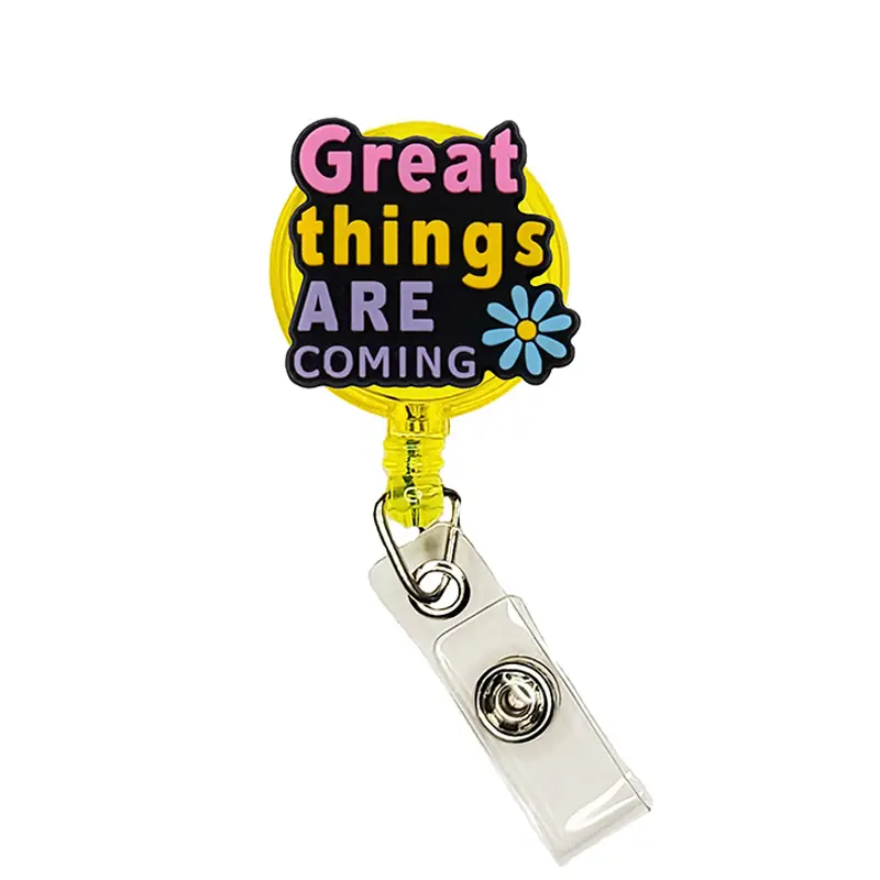 Great Things Badge Reel Funny Nurse Doctor CNA ID Holder Badge Clip Retractable 25 inch Extension Yazzle Dazzle