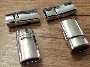 Rhodium Silver Finish Magnetic Clasp for Glue on Flat Leather Bracelet, 1 set Licorice Leather Bracelet clasp 13x25x8mm. 1 Set Kumihimo