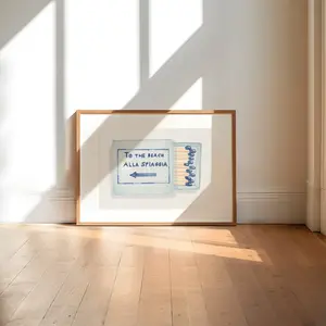 Matchbox Art, Coastal Matchbox Art Print, Beachy Wall Art, Room Decor, Unframed