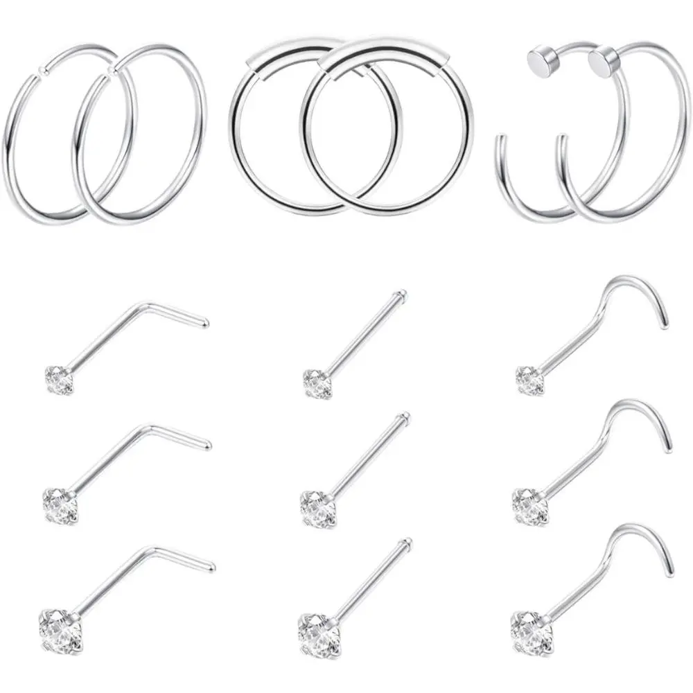A.18G Silver Nose Ring
