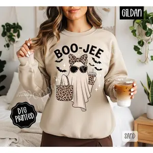 Boo-Jee Ghost Sweatshirt, Trendy Women’s Halloween Crewneck