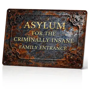 1PC 2D FLAT 8*12IN Quirky Metal Sign, Asylum For The Criminally Insane, Home Or Office Decor, Aluminum Wall Art, Vintage Style, Humorous Gift Idea, Unique Wall Decor Reflective Letters Aluminum