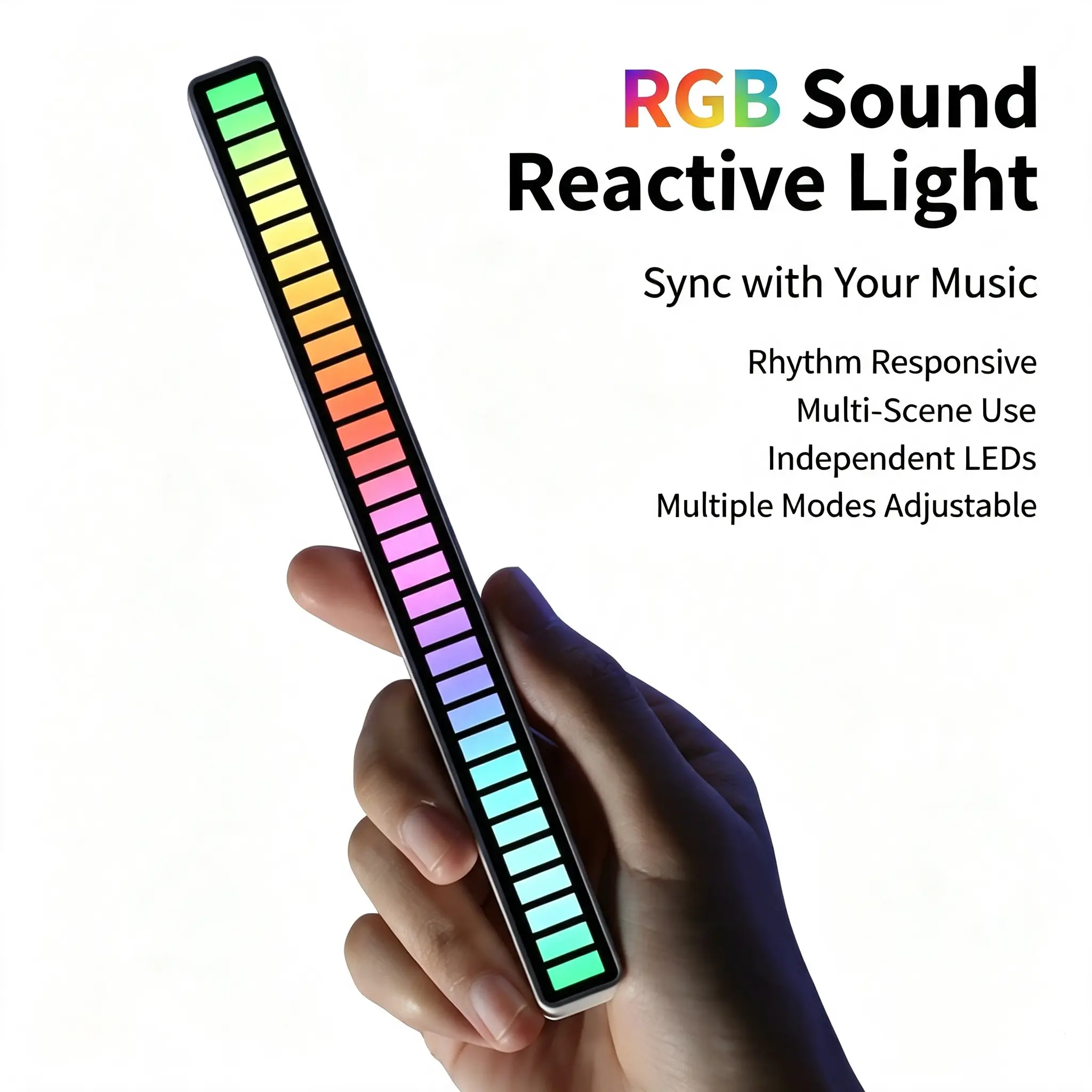RGB LED Atmosphere Lamp for Cars & Trucks, Magnetic USB Rechargeable, 18 Color Changing Mood Lights, 8 Dynamic Modes, Music Sync Sound Pulse, 4-Level Brightness, Adjustable Speed, Automotive Decor, Men's Gift, Ambient Glow Led Decoration Lamp Led Lighted