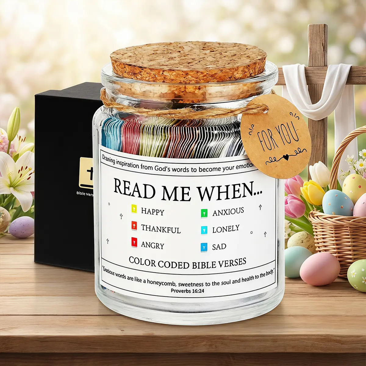Bible Verse Jar - Read Me When Bible Verses Jar for Emotions and Feelings, Daily Scripture Readings for Emotions, Hope, Encouragement - Christian Gifts for Women,Father's Day Gift,Family Faith,Easter,Christmas,Birthday&Graduation Gifts