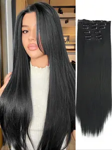 24 Inch Long Straight Clip-in Hair Extension, Natural Fluffy Synthetic Hairpiece for Women, Striking Heat Resistant Hairpiece for Daily & Party Hairstyle Ideas