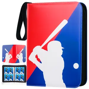 Baseball Card Binder Trading Cards Case With 55 Sleeves, 4-Pocket Card Book Holder Fits 440 Cards for TCG Game Cards Collection, Sports Trading Cards Collector Album