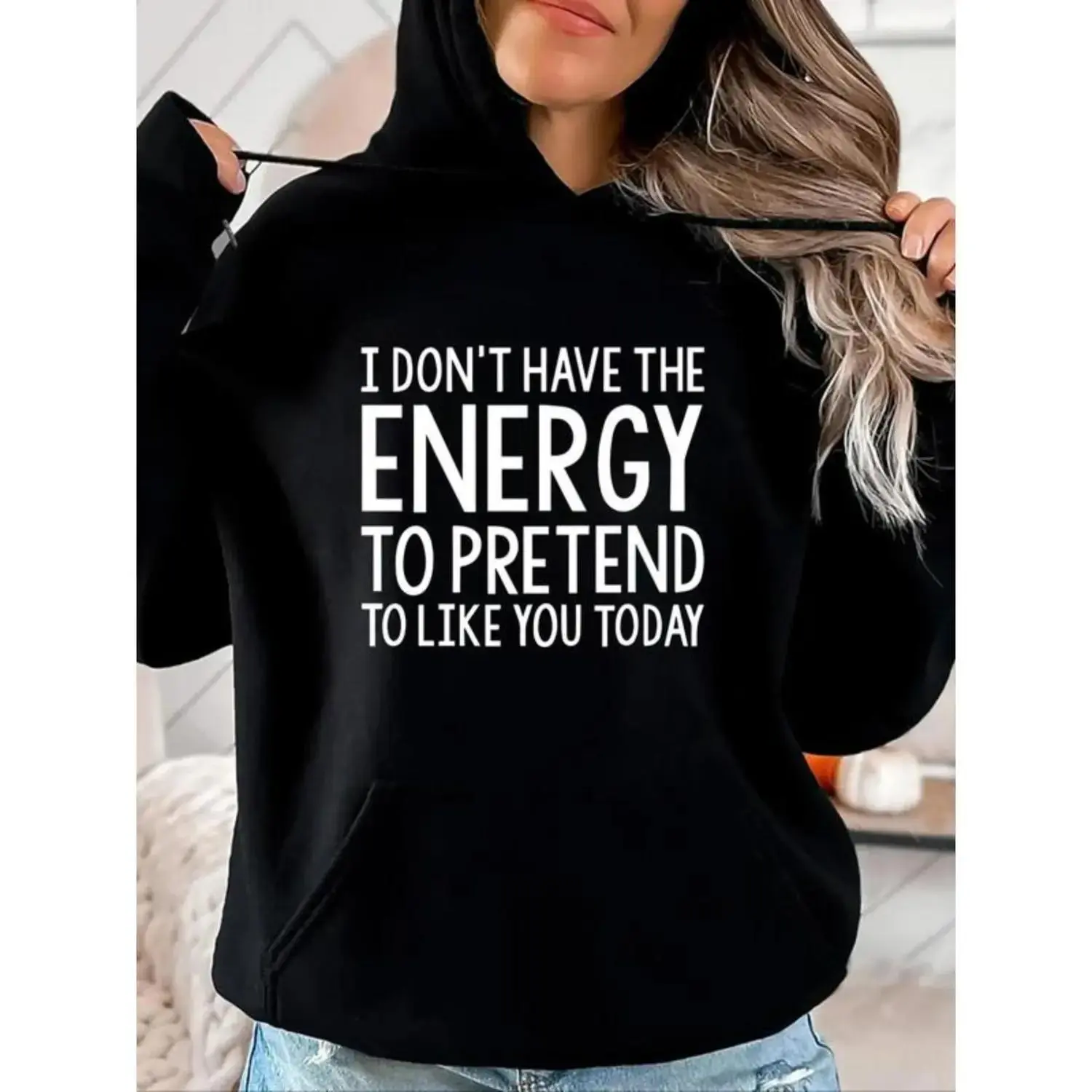 Letter Print Drawstring Pocket Hoodie Casual Drop Shoulder Long Sleeve Hooded Sweatshirt Unisex Fall Winter Daily Wear Streetwear
