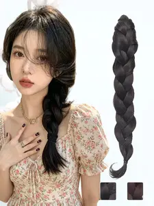 KAIRIYA Handmade Braided Ponytail Clip-On Hair Extension for Women, Woven Synthetic Hairpiece, Natural Intricate Braid Pony for Holiday Parties, Festivals & Everyday Daily Wear