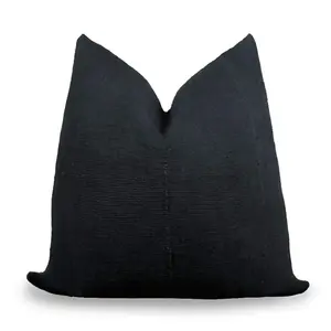 Solid Mudcloth Decorative Throw Pillow Black or Ivory/White