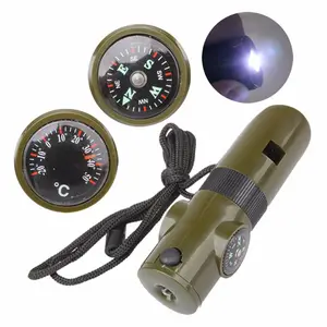 7-in-1 Survival Whistle with Compass, LED Flashlight & Thermometer - Emergency Outdoor Gear