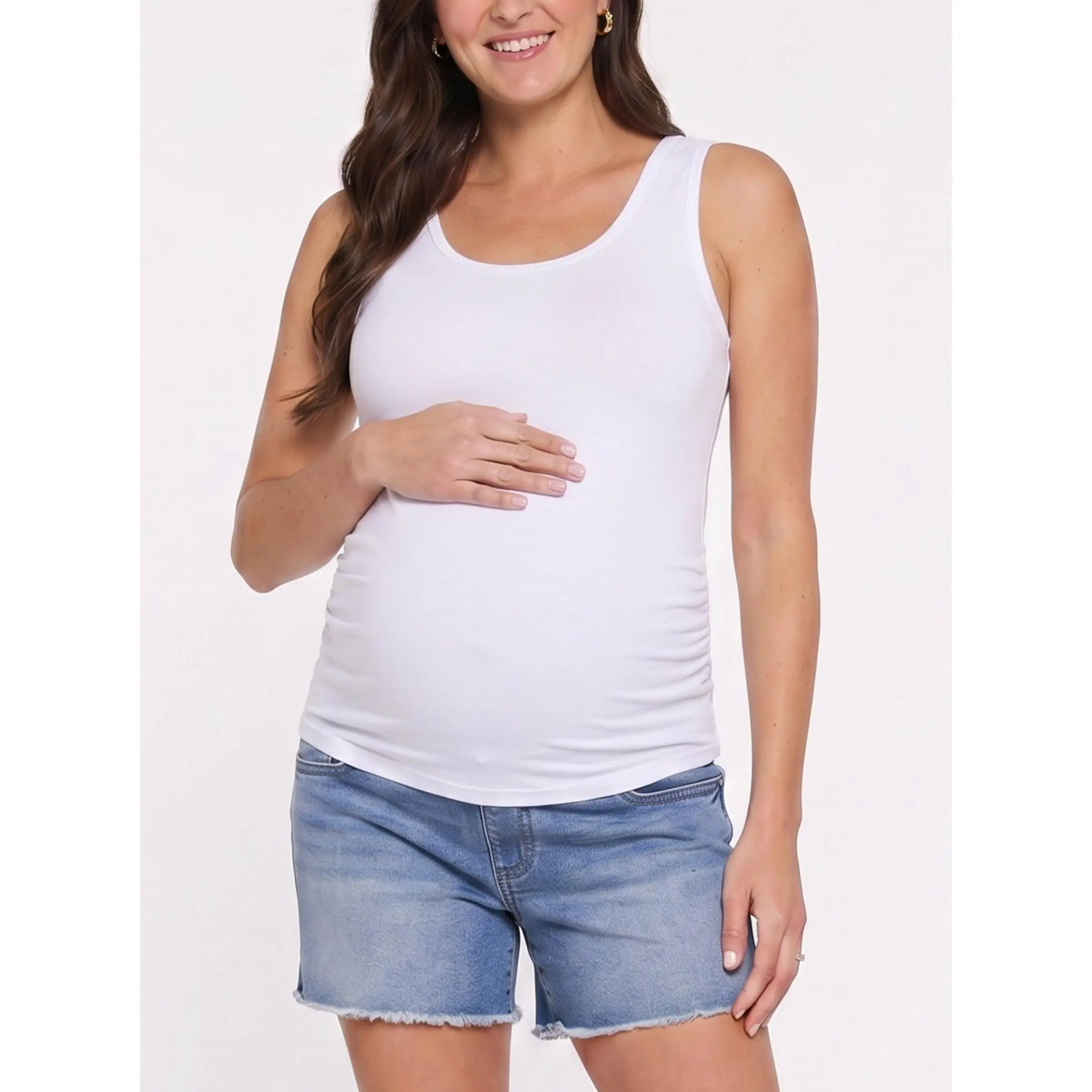 Motherhood Maternity Women's Scoop Neck Side-Ruched Maternity Tank Top - Pregnancy Top
