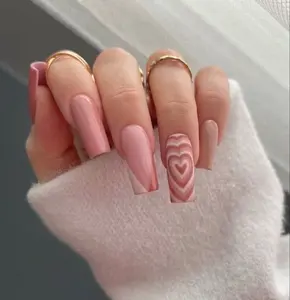 White Heart Accent Nails | Simple Nail Art | Durable Handmade Press On Nails