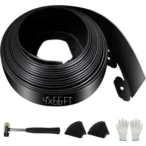 No Dig Landscape Edging 66FT, 4 Inch Plastic Edging for Landscaping with 200 Spikes, for Garden, Lawn, Flower Beds and Yard, Black