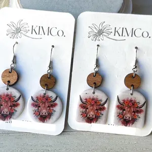 Highland Cow Polymer clay earrings