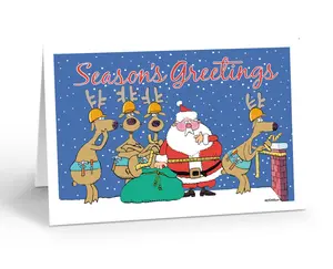 Stonehouse Collection Funny Chimney Christmas Cards – Humorous Measuring Santa Holiday Card 12-Pack with Envelopes, Made in the USA