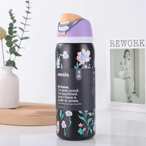 Owala FreeSip 32oz Insulated Water Bottle - Midnight Garden Floral Edition Drinkware Stylish Aesthetic Flasks Tumbler Mug Bottled Portable