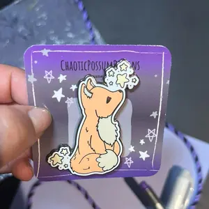 Starry Fox Enamel Pin (2in) - Cute Red Fox Design, Forest Animal Cottagecore Accessory funny backpack decor