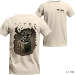Sitka Deer Graphic T-Shirt – Vintage Buck Design Outdoor Tee, Realistic Hunting Shirt for Wildlife Lovers, Country Streetwear Gift for Dad, Husband, or Hunter, Unisex Casual Top 2025