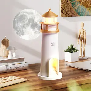 Lighthouse Design Projector Night Light, Rechargeable Table Lamp, Creative Ambient Light for Room Decoration, Durable Bedroom Bedside Night Light