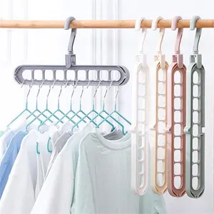 9 Holes Clothes Hanger, 5 Counts Multifunctional Magic 9 Holes Clothes Hanging Hanger, Space Saving Foldable Clothes Drying Hanger for Home Dormitory, Organizer, Folding Hangers