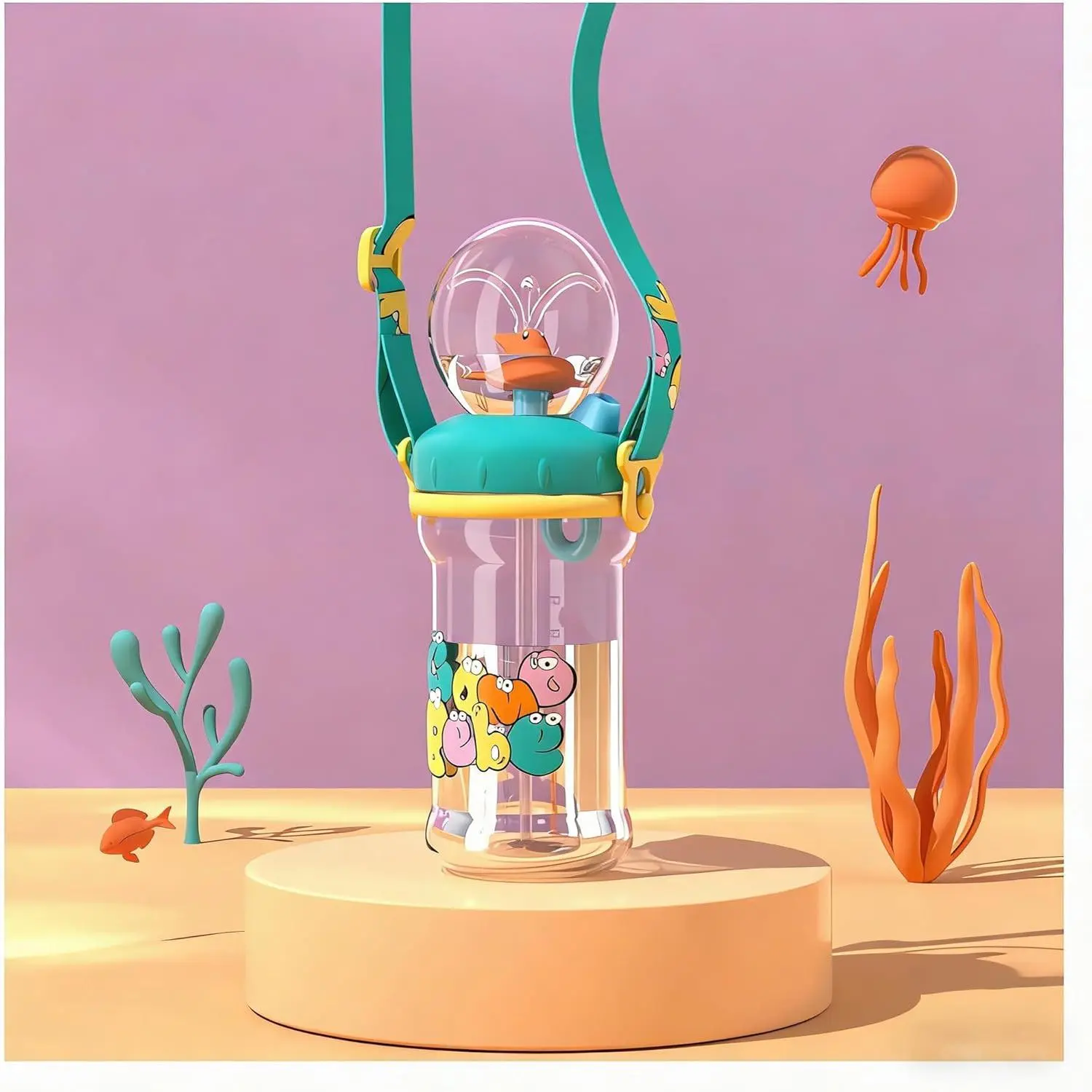 Drinking Cup with Squirt - 2023 New Cute Spray Cup, BPA Free Leak Straw Cup Sippy Cups Kids Non Spill Bottle Weighted Straw Cups (350ml/Green)