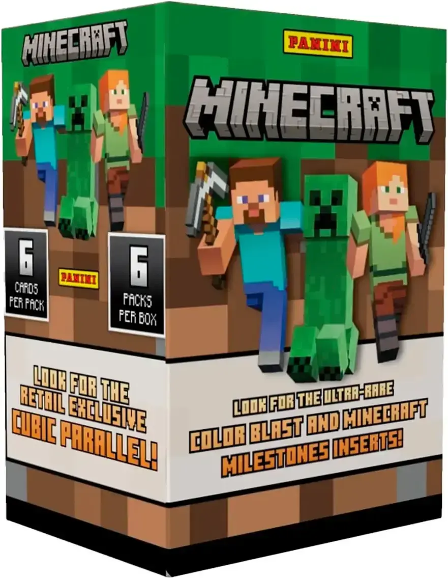 Panini 2024 Minecraft Blaster Box - 6 Packs with 6 Cards Per Pack, Look for Retail Exclusive Cubic Parallel & Ultra-Rare Color Blast Inserts