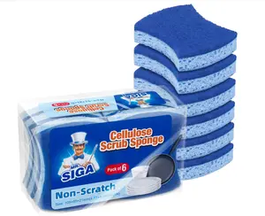 MR.SIGA Non-Scratch Cellulose Scrub Sponge, Dual-Sided Dishwashing Sponge for Kitchen, 12 Pack