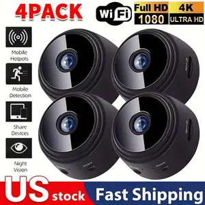 4 Pack A9 Hidden Spy Nanny Camera, 1080P HD WiFi Wireless Security Cameras, Smart Motion Detection Indoor Surveillance Cam for Home Bedroom Office Baby Monitoring