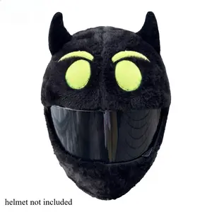 Plush Devil Helmet Cover, Easy Installation, Protective Helmet Case, Fits Various Helmets, Unique Design, Durable Material