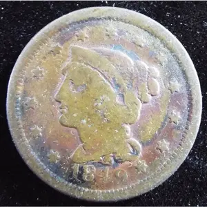 1849 Braided Hair Large Cent Early U.S. Copper Coin
