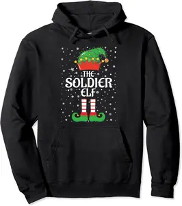 Soldier Elf Christmas Lights Elf Matching Family Group Pullover Hoodie - Elizabethtej Shop 37B0CN4K2M2T