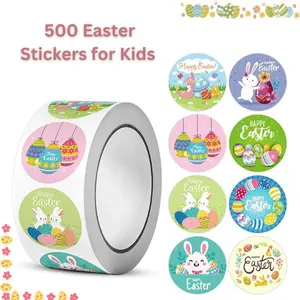 500 Easter Stickers for Kids – 1.5 Inch Bunny & Egg Stickers, Cute Happy Easter Stickers for Party Favors, Gifts, Classroom & Holiday Decorations